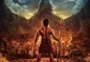 Official title poster of Aadi Rudrra starring Aadi Saikumar, facing a colossal Shiva manifestation