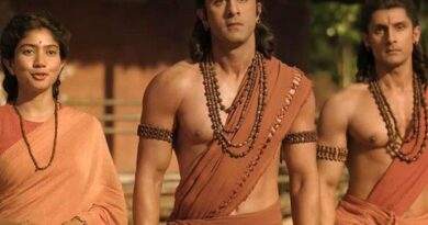 Ranbir Kapoor as Lord Rama with Sai Pallavi as Sita and Ravi Dubey as Lakshmana in Ramayana: Part 1