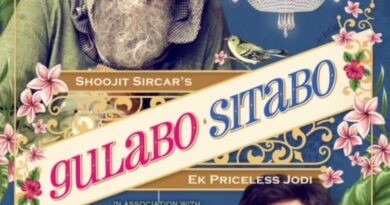 Official poster of Gulabo Sitabo, starring Amitabh Bachchan and Ayushmann Khurrana — the first major Hindi film to premiere directly on a streaming platform