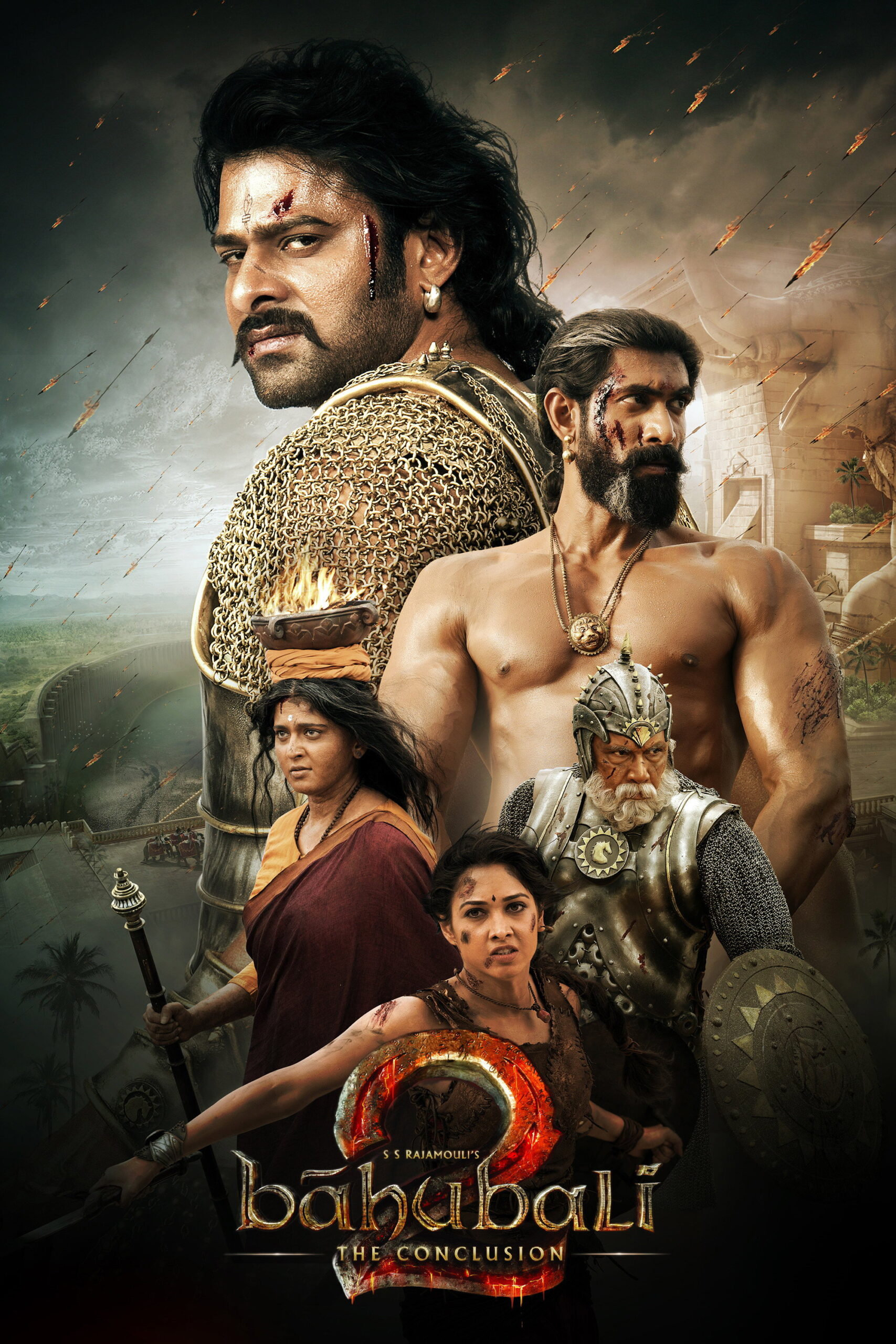 Prabhas, Rana Daggubati, Anushka Shetty and Tamannaah on the official poster of Baahubali 2: The Conclusion