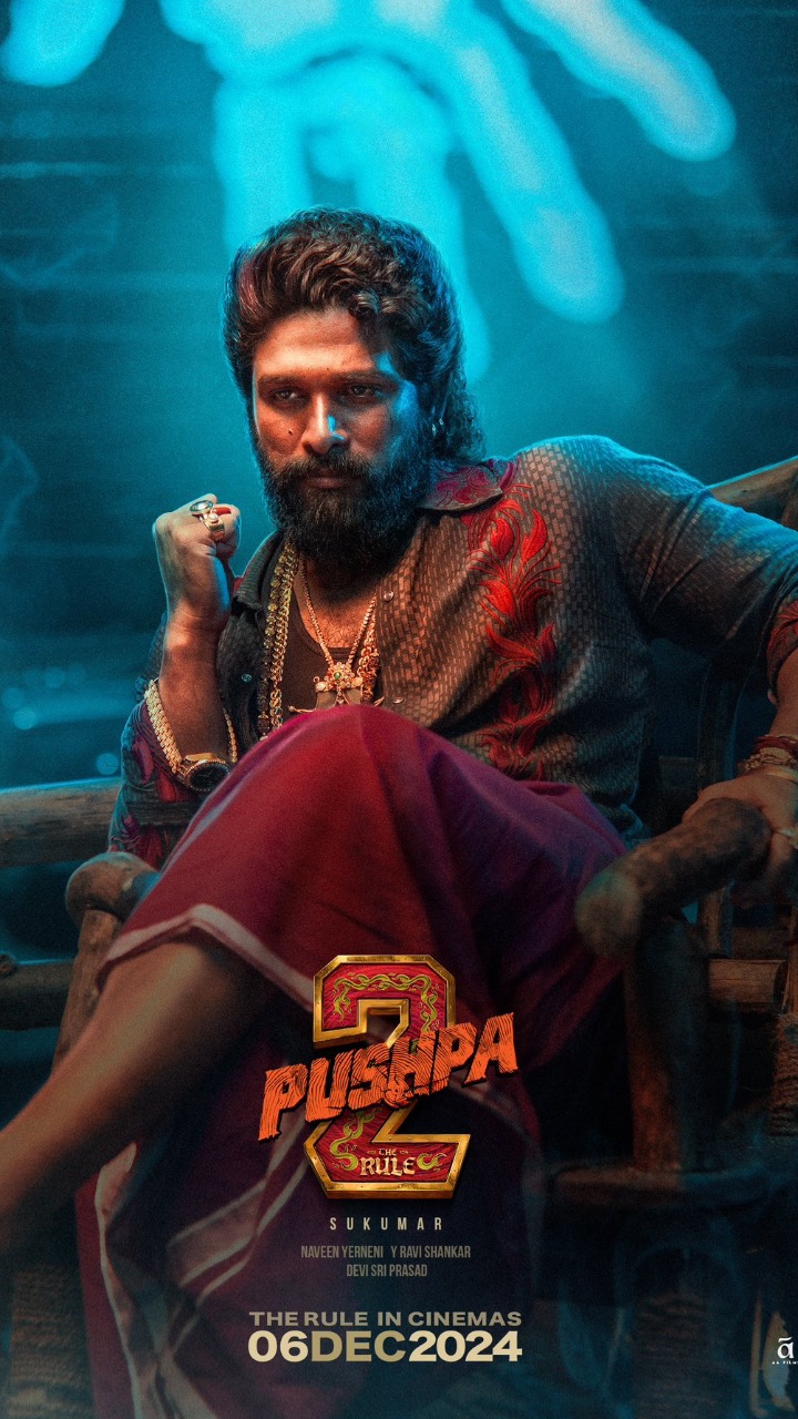 Allu Arjun as Pushpa Raj on the official poster of Pushpa 2: The Rule